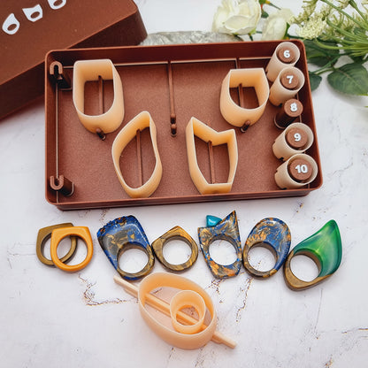 Ring Maker Toolkit Set 2 – 5 Unique Shapes + 5 Ring Size Cutters (US 6–10)