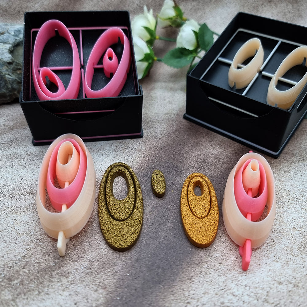 6 Long Oval Cutters in Set - Perfectly Aligned Imprint Cutters #25