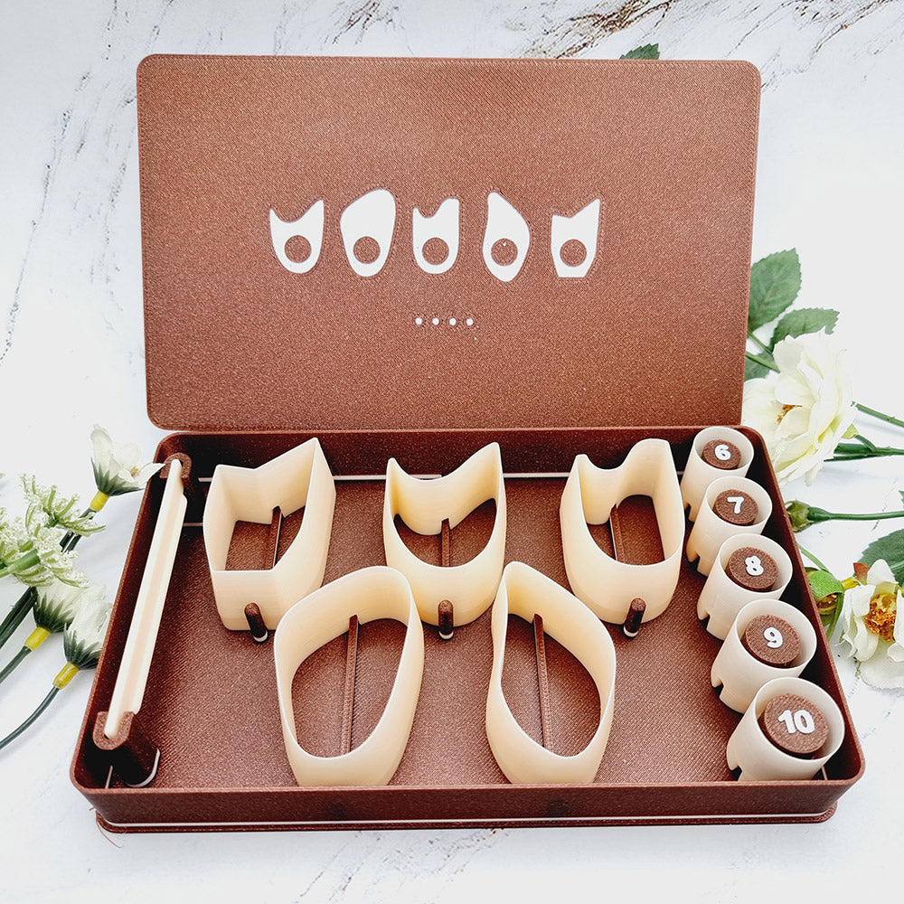 Ring Maker Toolkit Set 4 – 5 MIRRORED Shapes + 5 Ring Size Cutters (US 6–10)