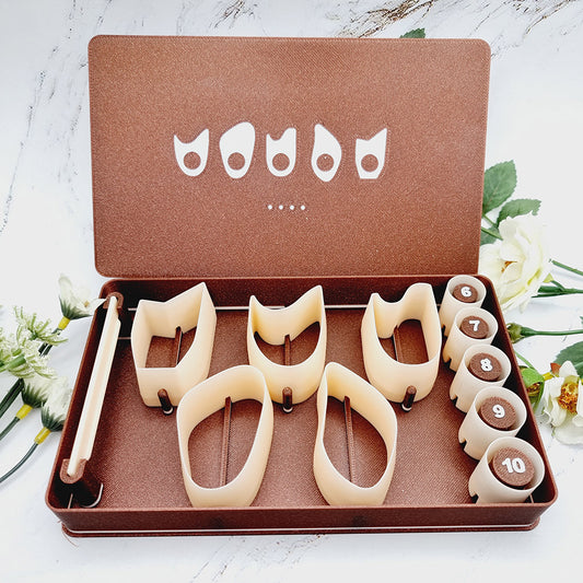 Ring Maker Toolkit Set 4 – 5 MIRRORED Shapes + 5 Ring Size Cutters (US 6–10)