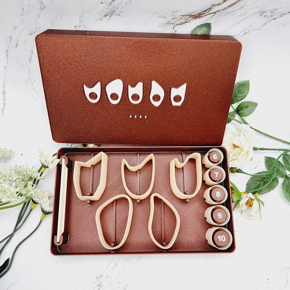 Ring Maker Toolkit Set 4 – 5 MIRRORED Shapes + 5 Ring Size Cutters (US 6–10)