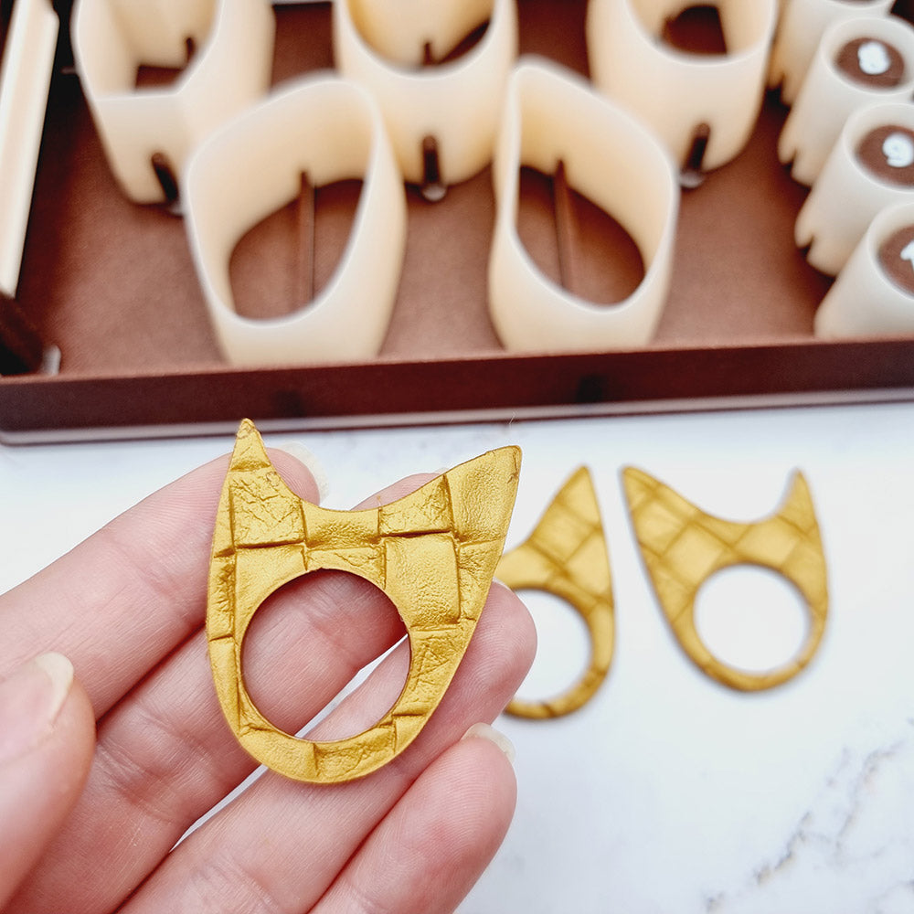 SweetyBijou Ring Maker Toolkit Set 4 polymer clay ring maker with 5 mirrored shape cutters and 5 size cutters