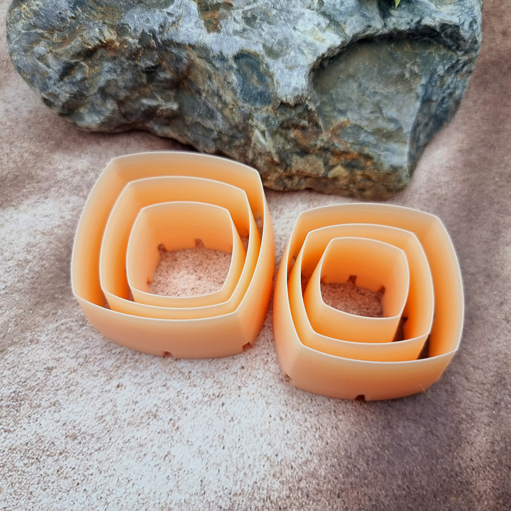 Outer Rings Cutters - Smooth Square Shape - 6 cutters