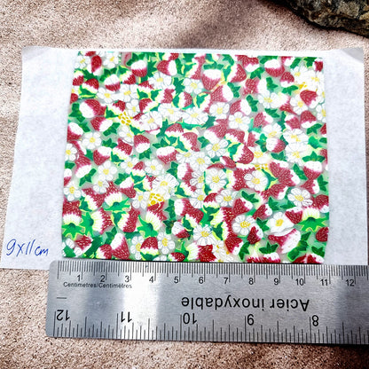 Raw Polymer Clay Veneer (A) "Strawberries Summer Field"