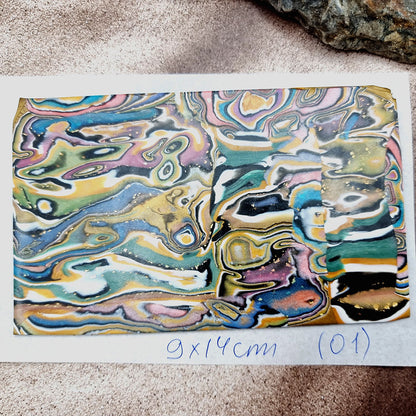 Raw Polymer Clay Veneer (01) "Aquarelle Painting" Mokume Gane