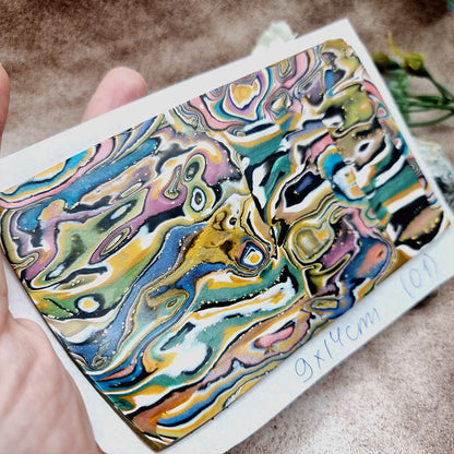 Raw Polymer Clay Veneer (01) "Aquarelle Painting" Mokume Gane