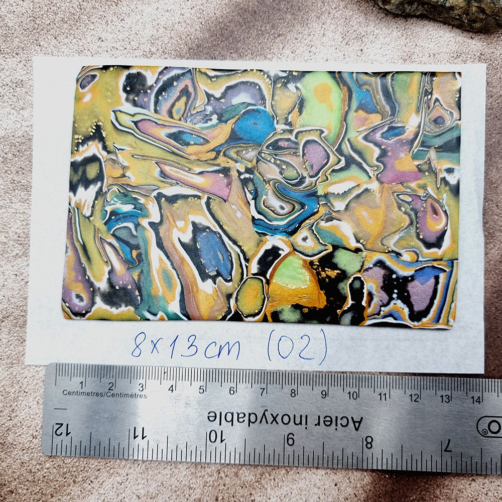 Raw Polymer Clay Veneer (02) "Aquarelle Painting" Mokume Gane