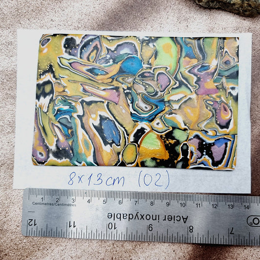 Raw Polymer Clay Veneer (02) "Aquarelle Painting" Mokume Gane
