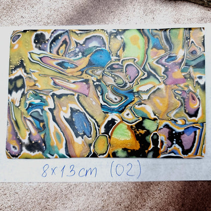 Raw Polymer Clay Veneer (02) "Aquarelle Painting" Mokume Gane