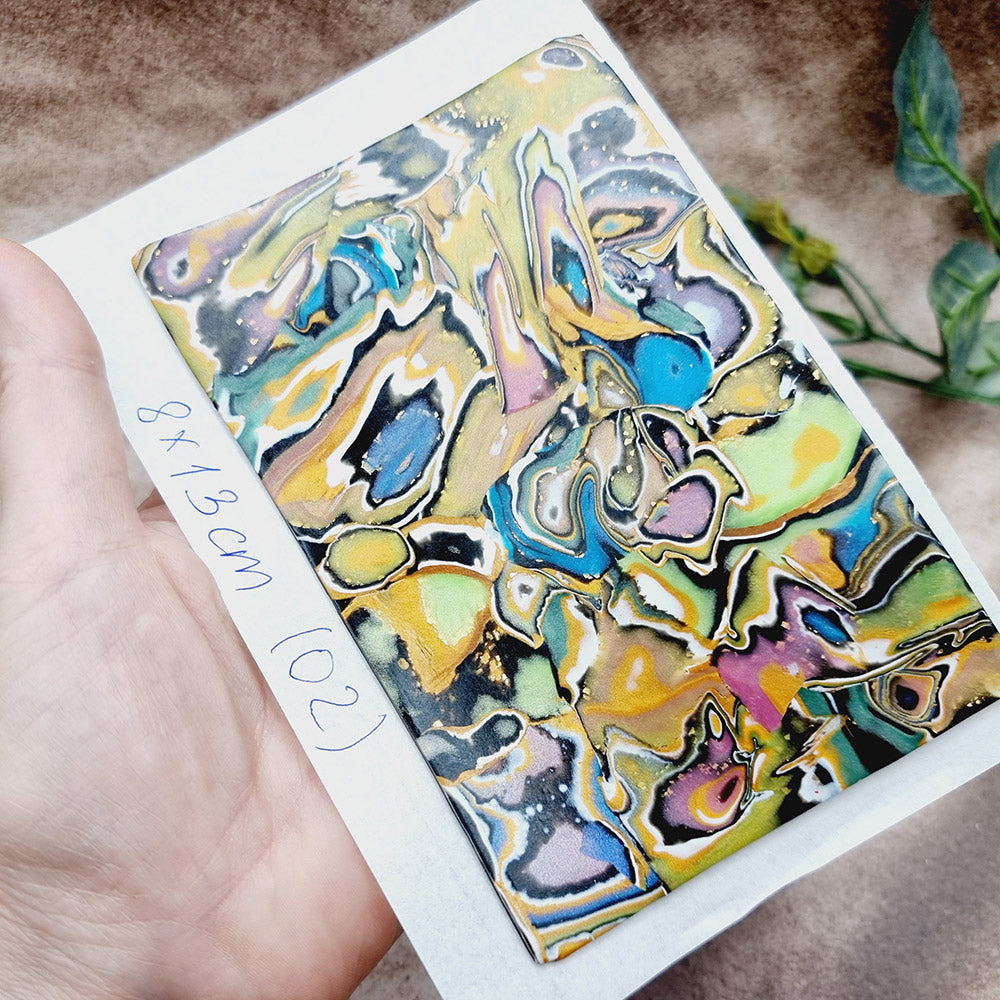 Raw Polymer Clay Veneer (02) "Aquarelle Painting" Mokume Gane