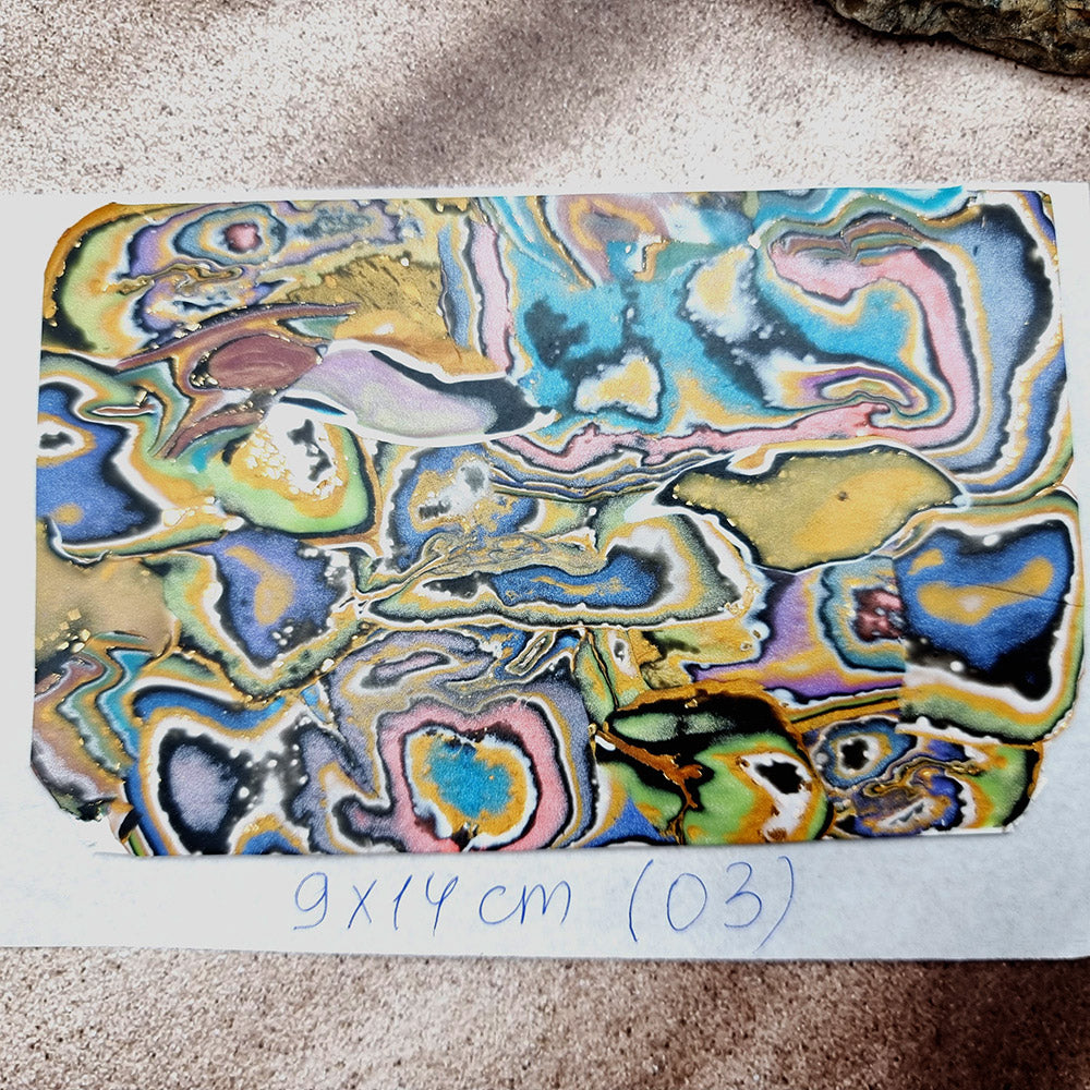 Raw Polymer Clay Veneer (03) "Aquarelle Painting" Mokume Gane