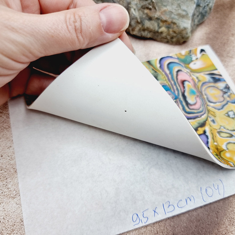 Raw Polymer Clay Veneer (04) "Aquarelle Painting" Mokume Gane