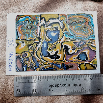 Raw Polymer Clay Veneer (05) "Aquarelle Painting" Mokume Gane