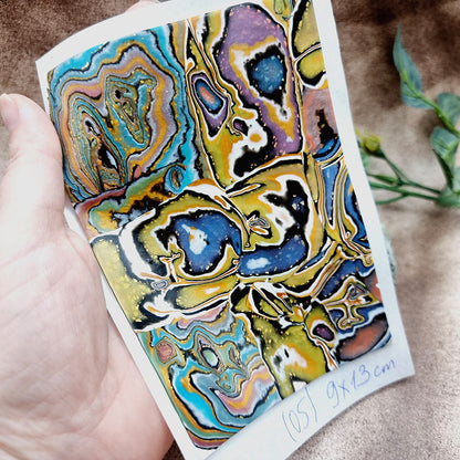 Raw Polymer Clay Veneer (05) "Aquarelle Painting" Mokume Gane