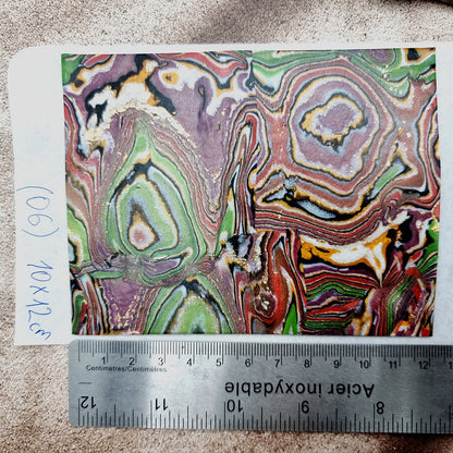 Raw Polymer Clay Veneer (06) "Red and Green" Mokume Gane