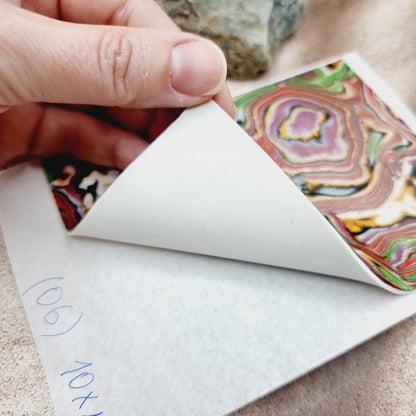 Raw Polymer Clay Veneer (06) "Red and Green" Mokume Gane