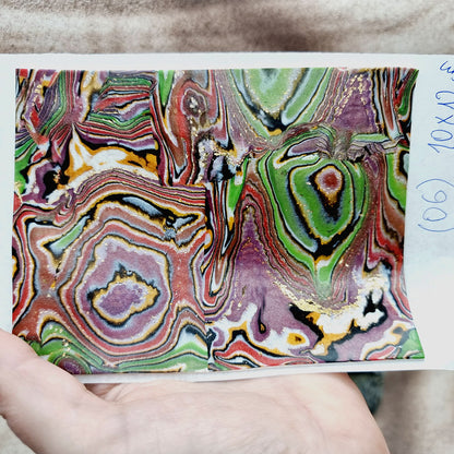 Raw Polymer Clay Veneer (06) "Red and Green" Mokume Gane