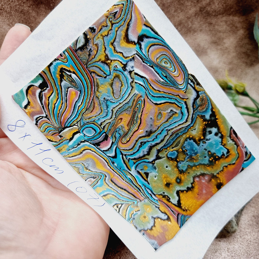 Raw Polymer Clay Veneer (07) "Oil Painting" Mokume Gane