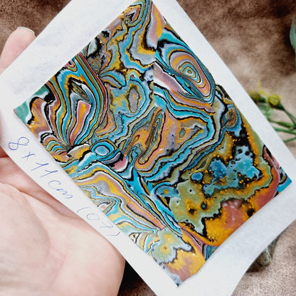 Raw Polymer Clay Veneer (07) "Oil Painting" Mokume Gane