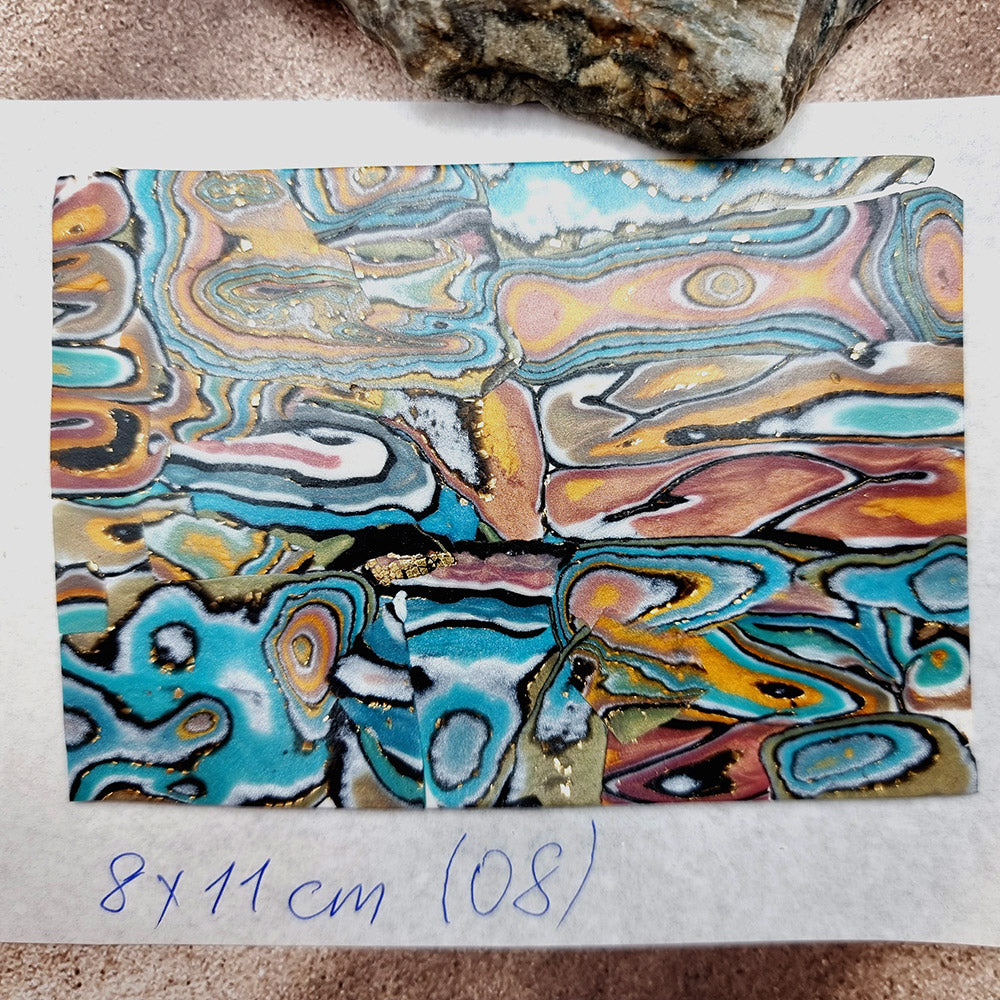 Raw Polymer Clay Veneer (08) "Oil Painting" Mokume Gane