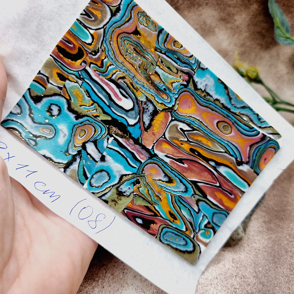 Raw Polymer Clay Veneer (08) "Oil Painting" Mokume Gane