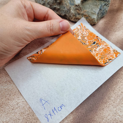 Raw Polymer Clay Veneer (A) "Pumpkins" Mokume Gane