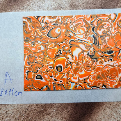 Raw Polymer Clay Veneer (A) "Pumpkins" Mokume Gane