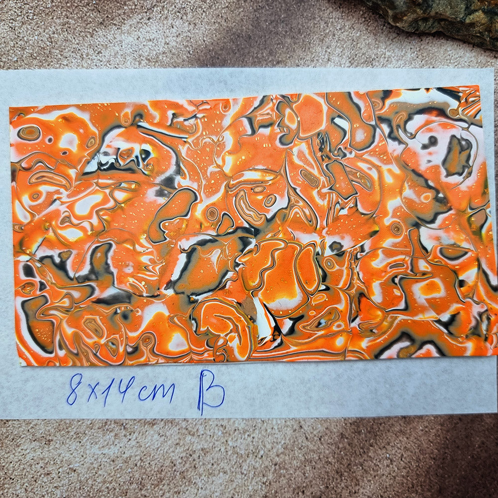 Raw Polymer Clay Veneer (B) "Pumpkins" Mokume Gane