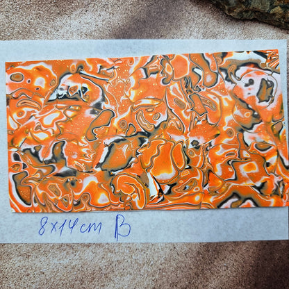 Raw Polymer Clay Veneer (B) "Pumpkins" Mokume Gane