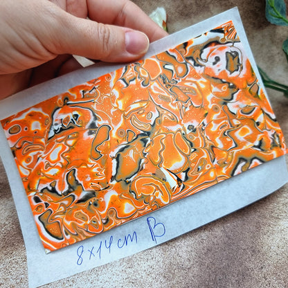 Raw Polymer Clay Veneer (B) "Pumpkins" Mokume Gane