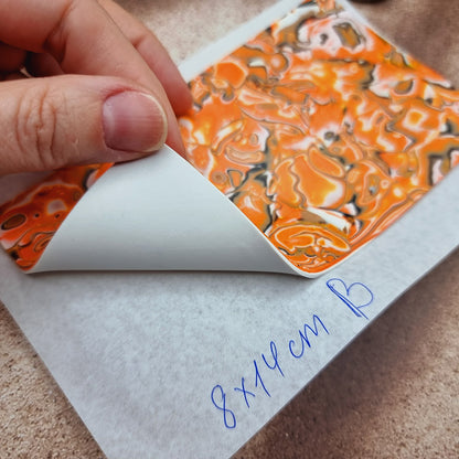 Raw Polymer Clay Veneer (B) "Pumpkins" Mokume Gane