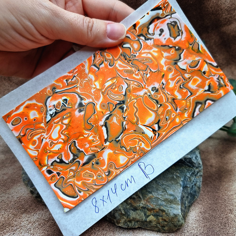 Raw Polymer Clay Veneer (B) "Pumpkins" Mokume Gane