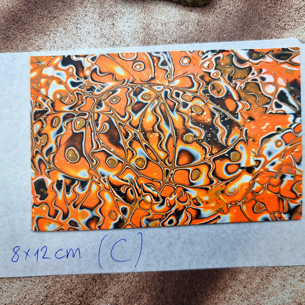 Raw Polymer Clay Veneer (C) "Pumpkins" Mokume Gane