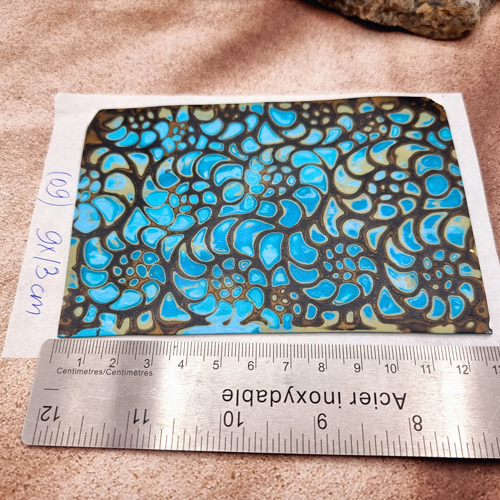 Raw Polymer Clay Veneer (09) "Blue Ammonites2" Mokume Gane