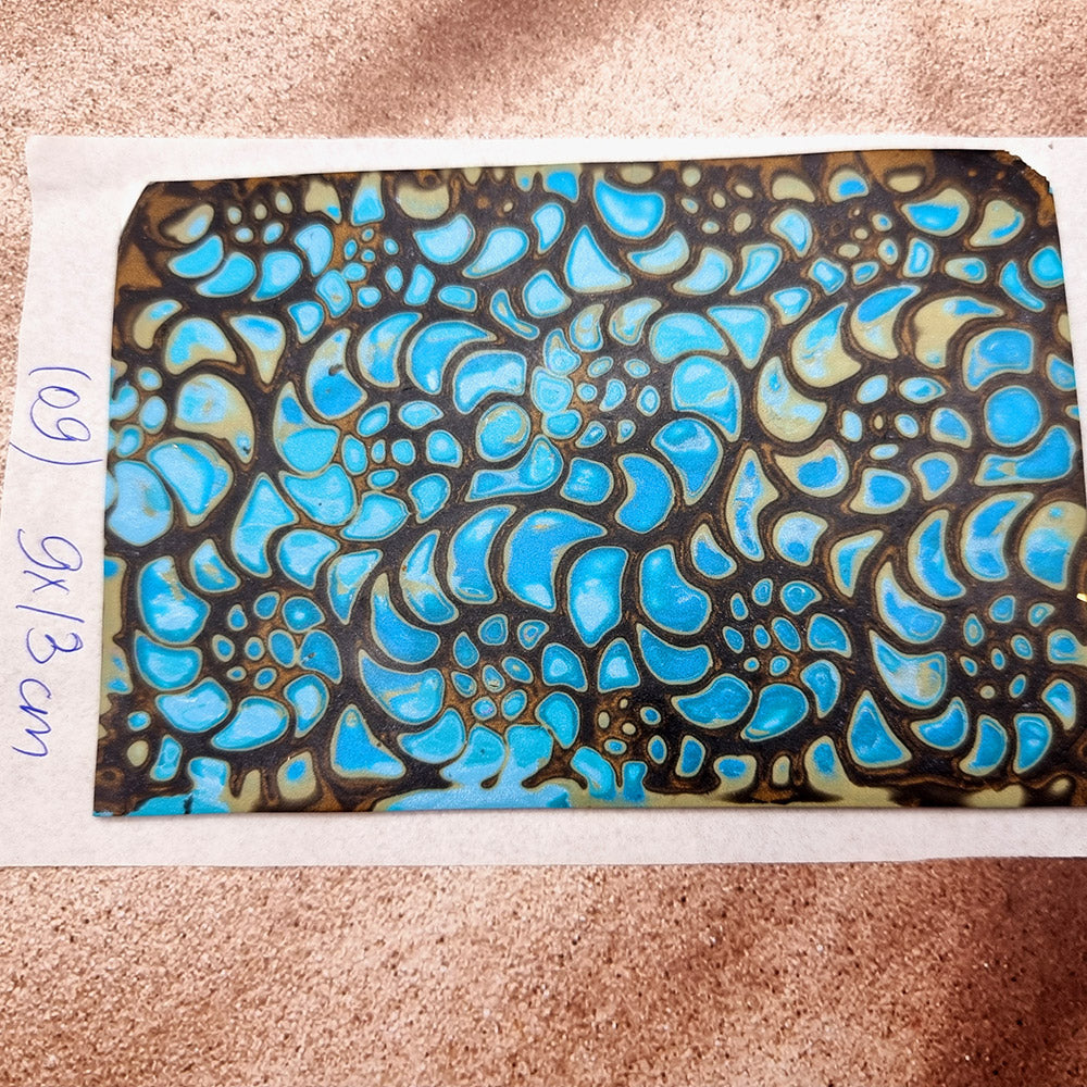 Raw Polymer Clay Veneer (09) "Blue Ammonites2" Mokume Gane