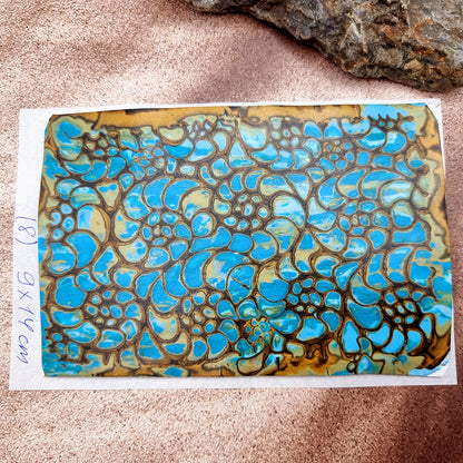 Raw Polymer Clay Veneer (08) "Blue Ammonites" Mokume Gane