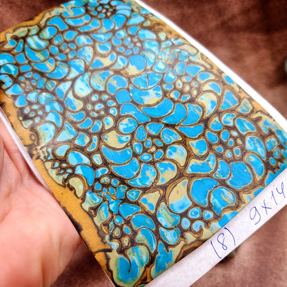 Raw Polymer Clay Veneer (08) "Blue Ammonites" Mokume Gane