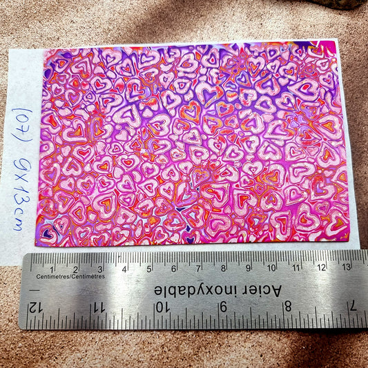 Raw Polymer Clay Veneer (07) "Valentines Day" Mokume Gane