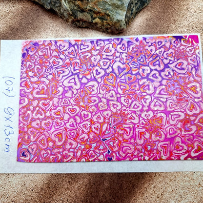 Raw Polymer Clay Veneer (07) "Valentines Day" Mokume Gane