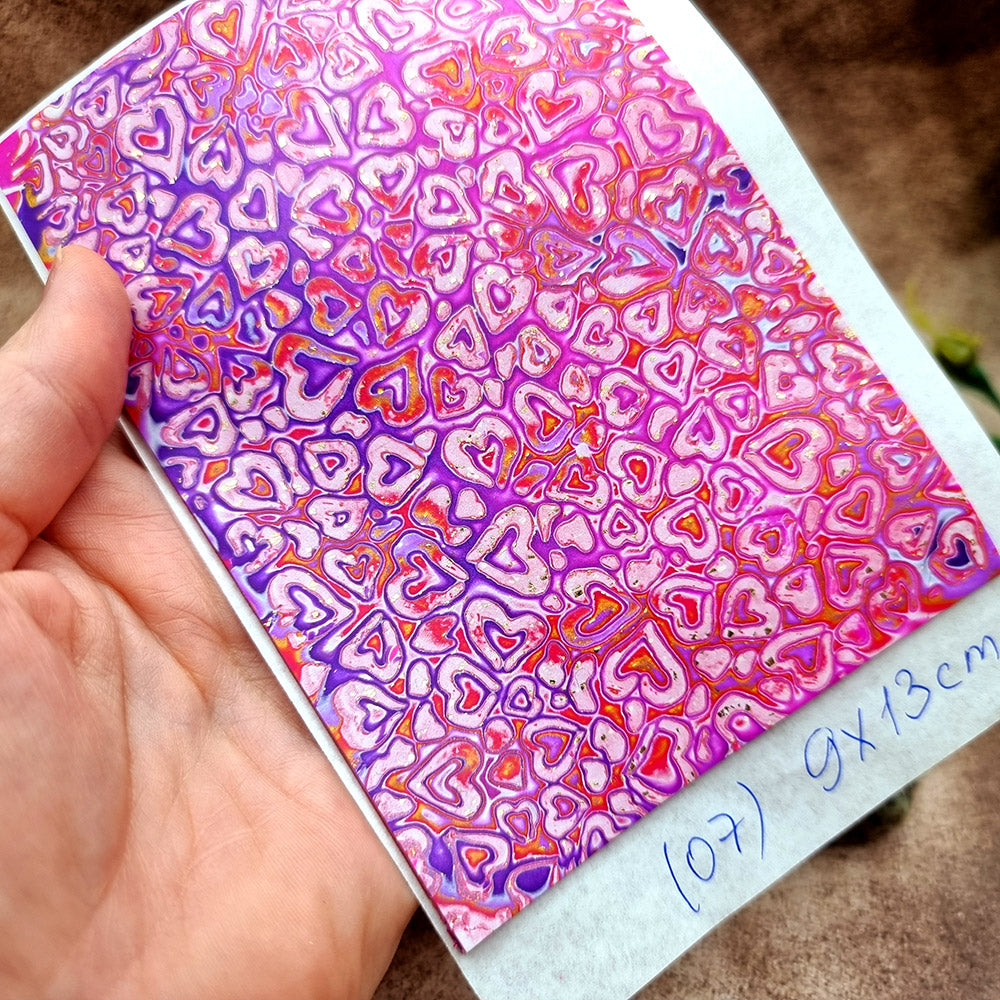 Raw Polymer Clay Veneer (07) "Valentines Day" Mokume Gane