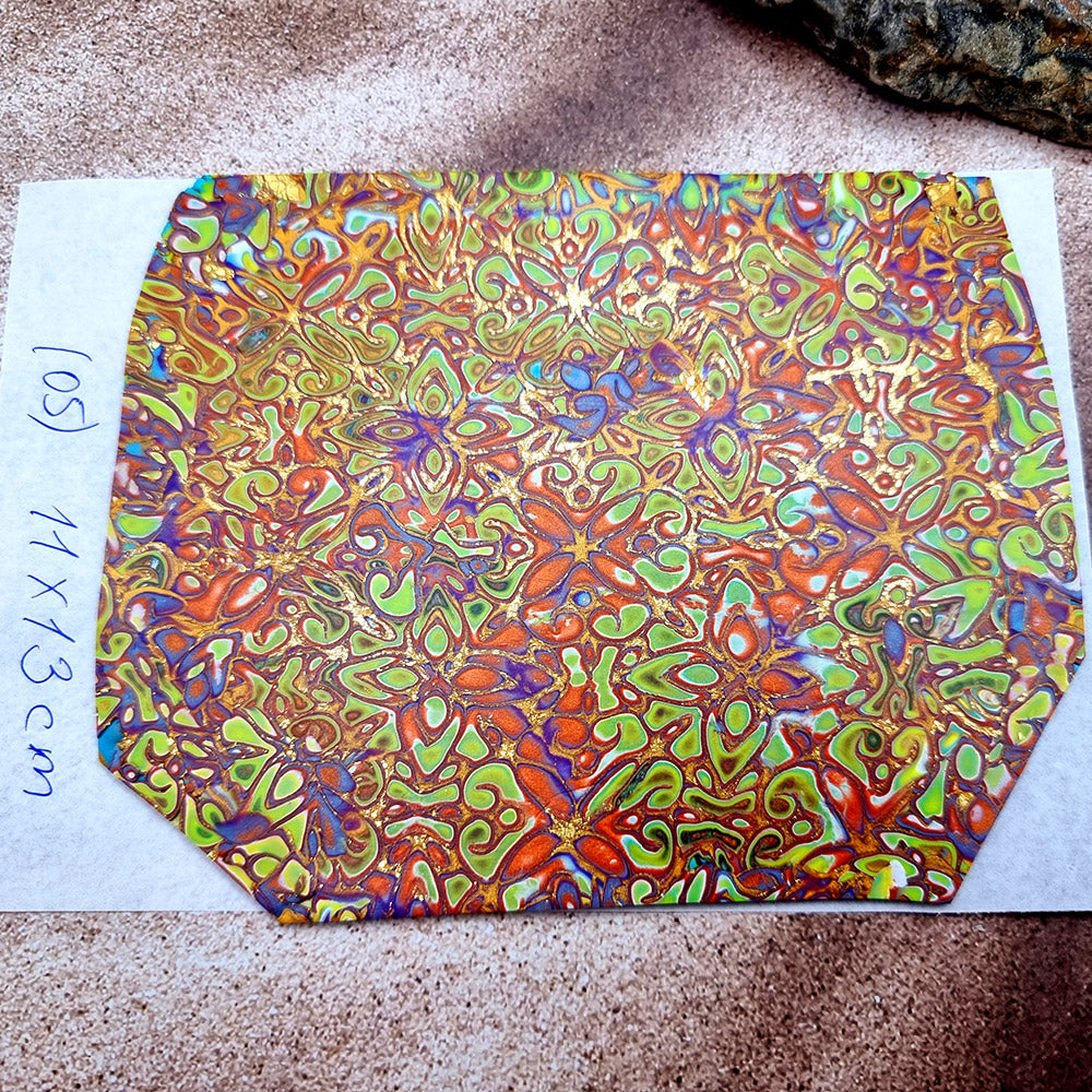 Raw Polymer Clay Veneer (05) "Colorful Painting" Mokume Gane