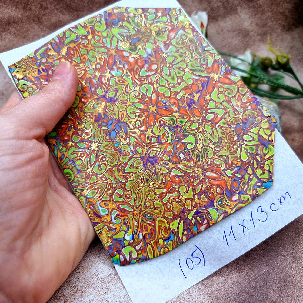 Raw Polymer Clay Veneer (05) "Colorful Painting" Mokume Gane