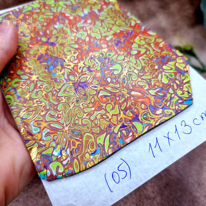 Raw Polymer Clay Veneer (05) "Colorful Painting" Mokume Gane