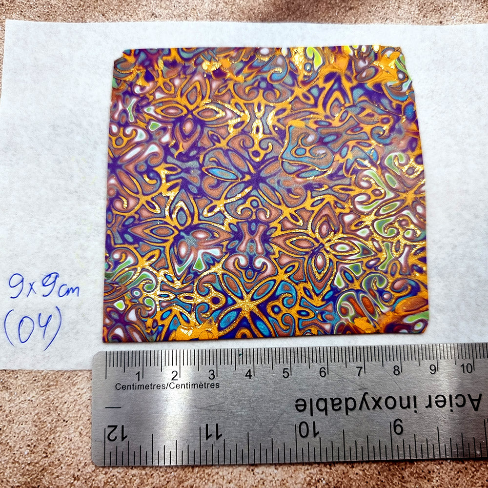 Raw Polymer Clay Veneer (04) "Colorful Painting" Mokume Gane