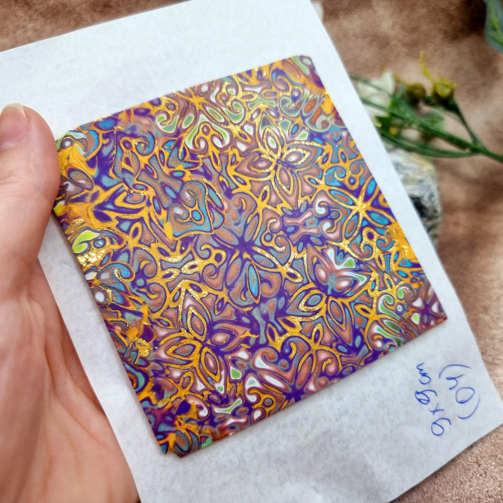 Raw Polymer Clay Veneer (04) "Colorful Painting" Mokume Gane