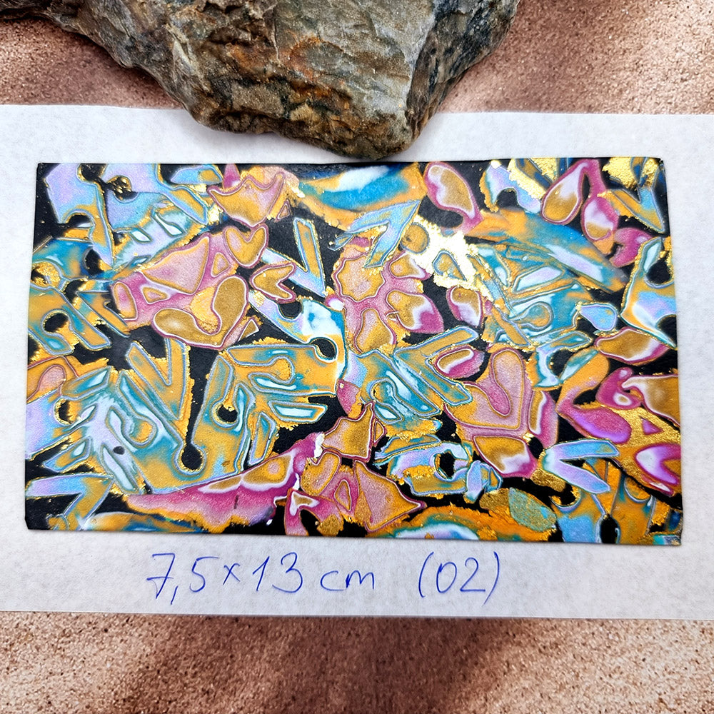 Raw Polymer Clay Veneer (02) "Colorful Painting" Mokume Gane