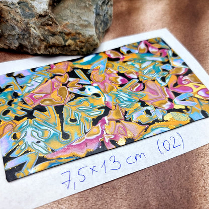 Raw Polymer Clay Veneer (02) "Colorful Painting" Mokume Gane