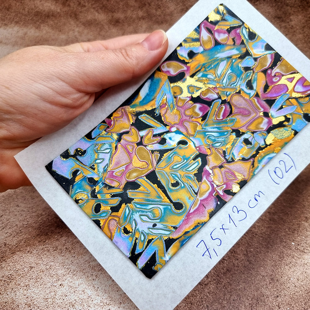 Raw Polymer Clay Veneer (02) "Colorful Painting" Mokume Gane