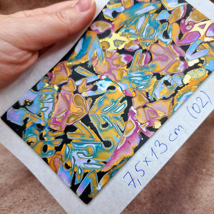 Raw Polymer Clay Veneer (02) "Colorful Painting" Mokume Gane