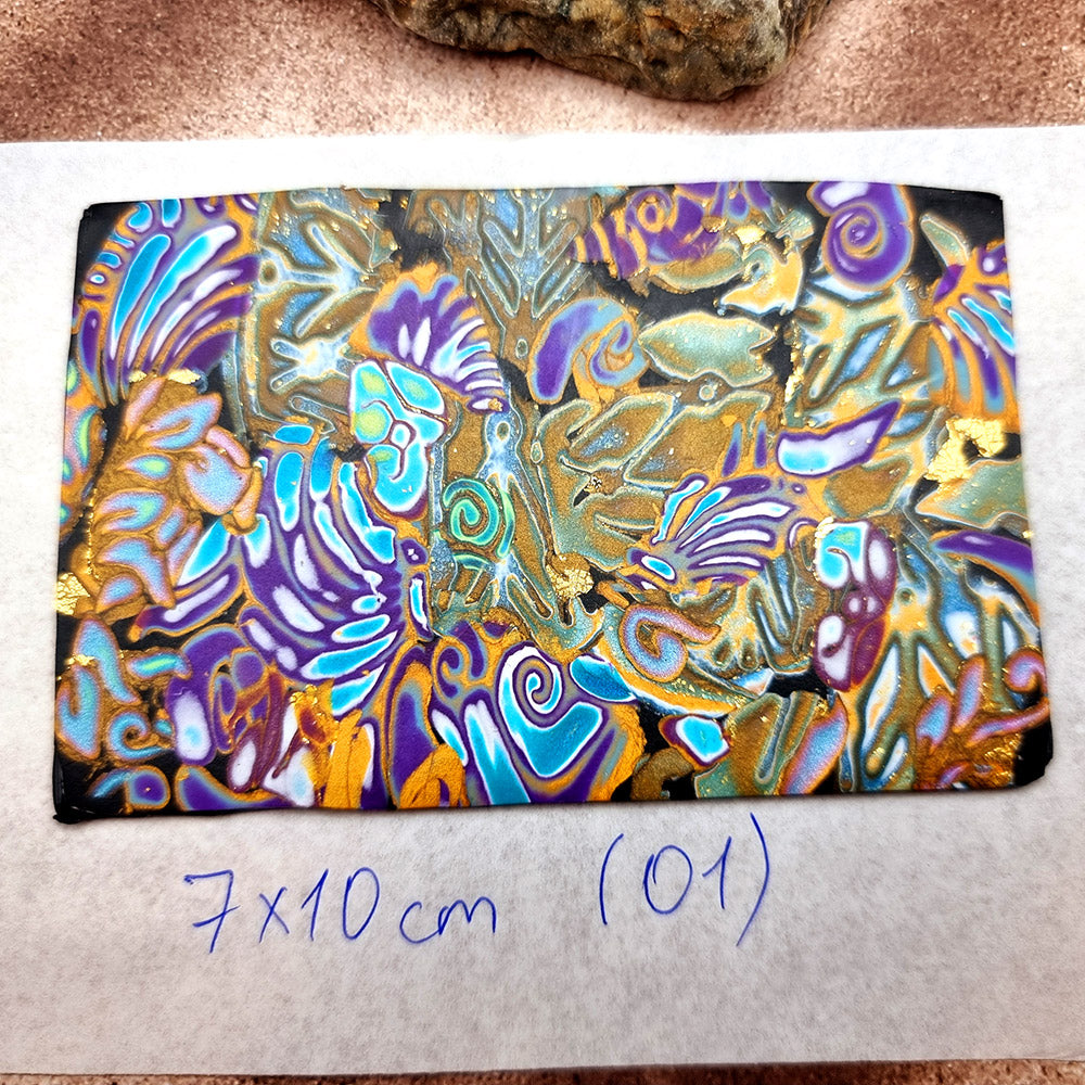 Raw Polymer Clay Veneer (01) "Colorful Painting" Mokume Gane